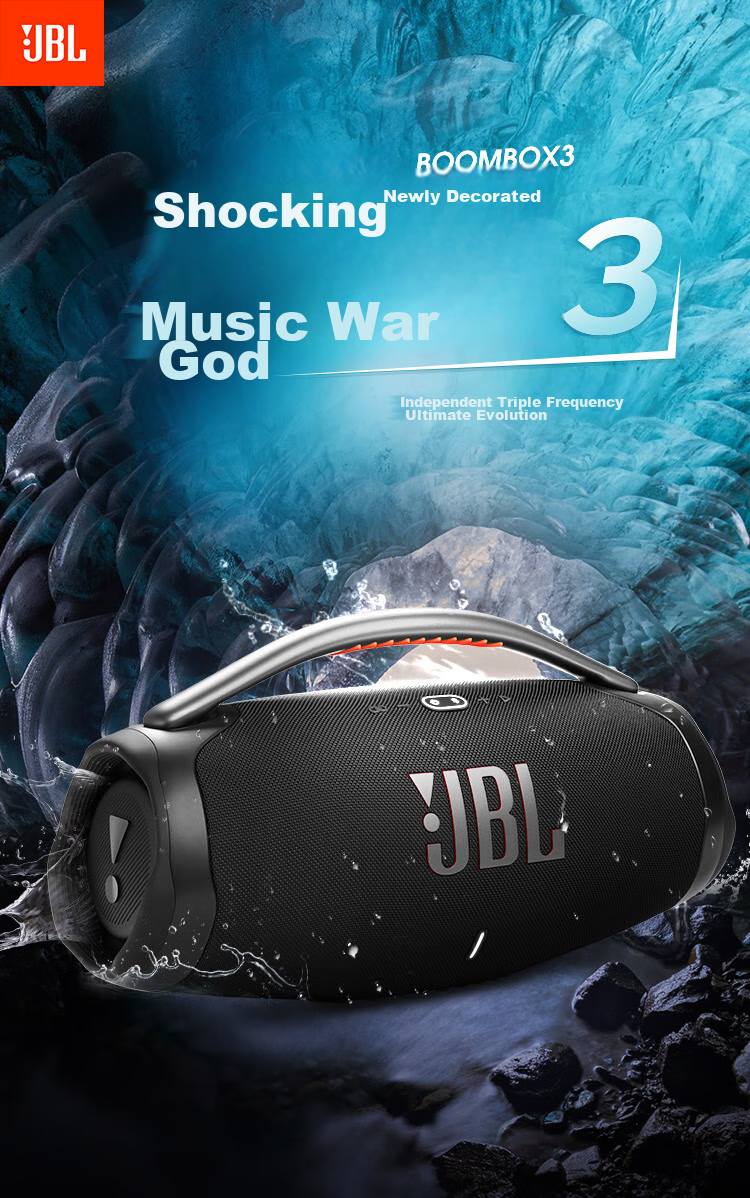 JBL BOOMBOX3 Portable Bluetooth Speaker, Outdoor Square Dance Loudspeaker, IP67 Dust And Water Resistant, HiFi Desktop Speaker 4, Black 1