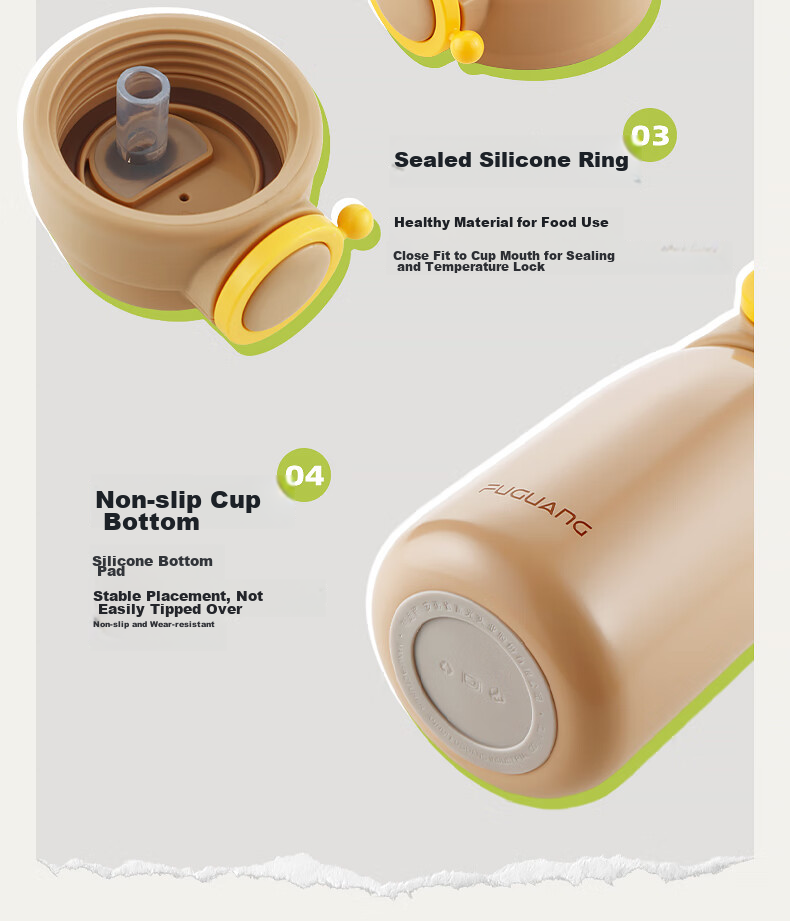 FGA Fuguang Children's Insulated Cup Water Bottle 316L Stainless Steel Double Lid Exquisite Gift Box for Boys And Girls Students Brow 18