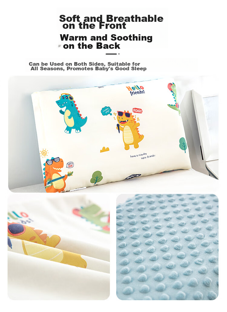 9I9 Children's Pillow, Pure Cotton Pillowcase, Kindergarten Bean Pillow, Removable And Washable, Baby Double-Sided Pillow, A92 Dinosaur, 50cm 5