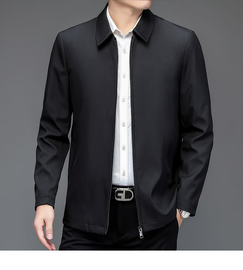 Hengyuanxiang Administrative Jacket for Men, Spring And Autumn Season, Middle-Aged Men's Business Casual Dad's Outerwear, Middle-Aged And Elderly Men's Clothing, Lapel Top 21