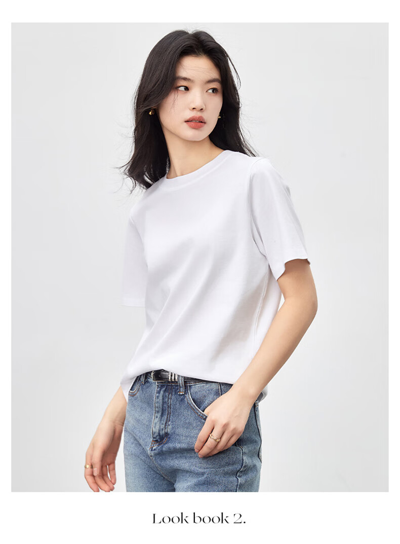 Ziyouxi 7A Grade Antibacterial Pure Cotton Heavyweight T-Shirt, 2026 New Style, Black Trendy Loose Casual White Short-Sleeve Women's Summer T-Shirt 15