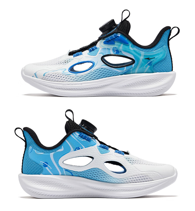 ERKE Children's Shoes, Boys' Sandals for Older Kids, Hollow Fashionable Closed-Toe Frame Shoes, Erke White/navy Blue, Size 36 39