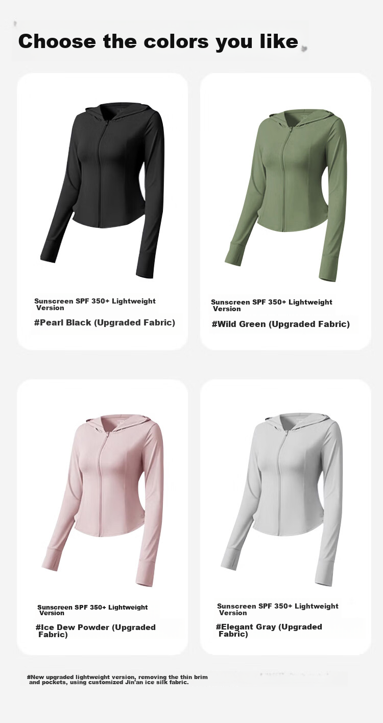Ousen Sun Protection Clothing for Women, Spring And Summer Original Yarn Ice Silk Sun Protection Garment, Slim-Fit Outdoor Cycling Sun-Blocking Hooded Sun Protection Shirt, Skin Coat 14