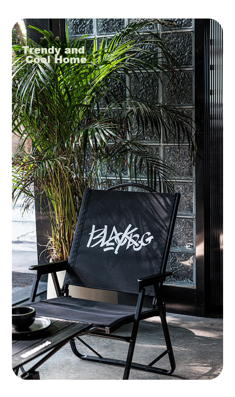 Black Dog Kmit Folding Chair, Single Seat Outdoor Chair with Backrest, Portable Lounge Chair for Leisure Fishing And Beach, Director Chair, Night Black 13