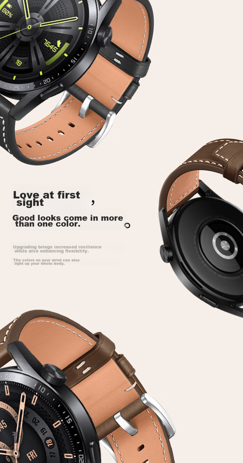 CangHua Leather Watch Strap Compatible with OPPO Watch X3/X2/X/XS/S2/4 Pro, OnePlus Watch 2, Small Calfskin Fashion Band, Brow 8