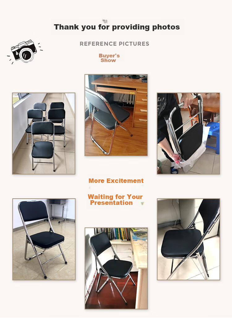 XINGKAI Folding Chair, Stool, Computer Chair, Backrest Dining Chair, Dormitory Study Chair, Office Chair XK1080 Black 21