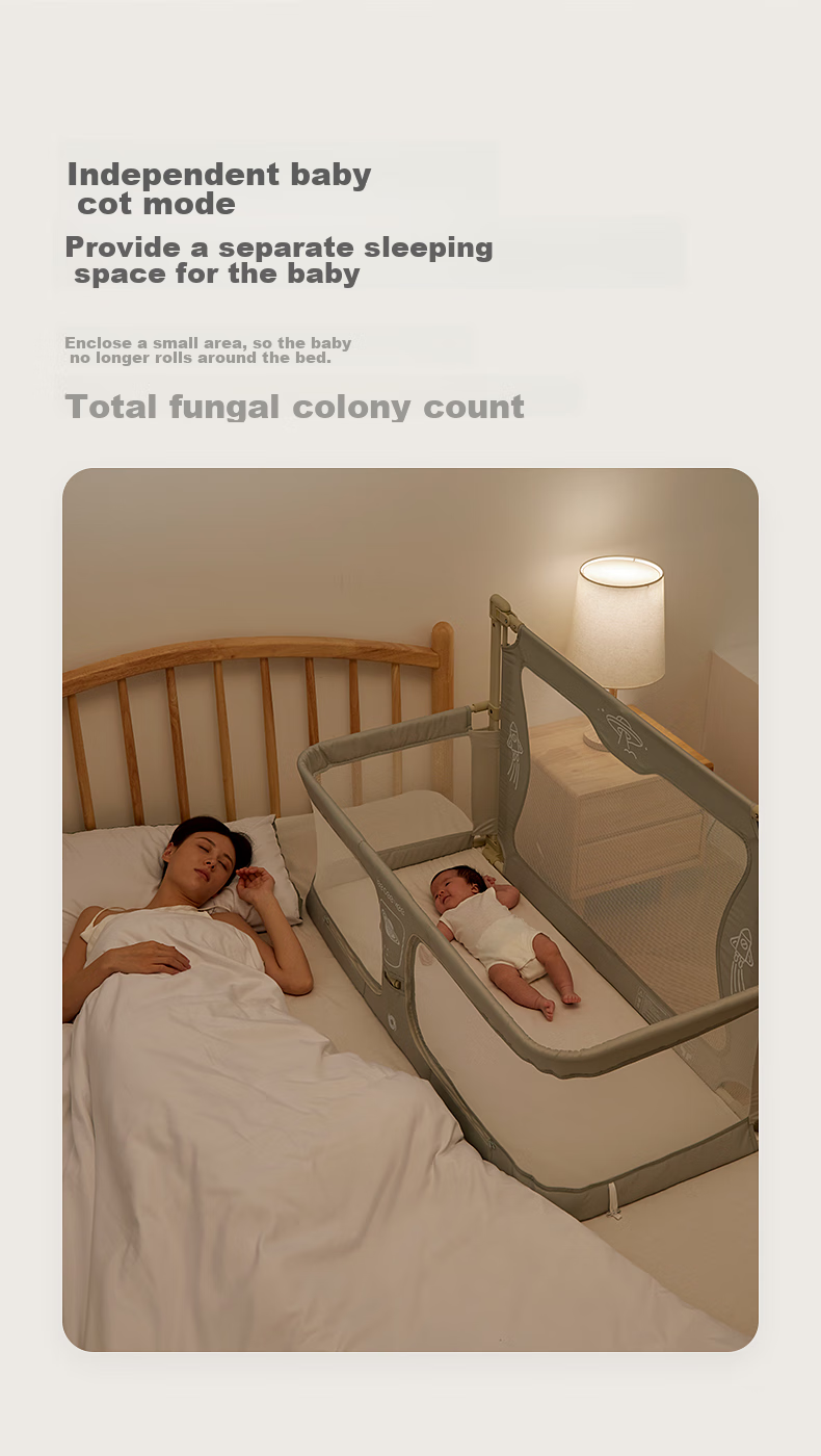 Leeoeevee Foldable Baby Bed Crib, Easy to Assemble, with Safety Guardrail, Anti-Pressure, Muya White 5
