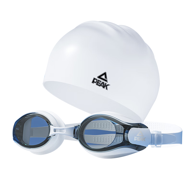 PEAK Waterproof Anti-Fog High-Definition Swimming Goggles And Swim Cap, for Nearsighted Men And Women, Adult Fashion Swimming Goggles And Cap Set, 200 Degrees White