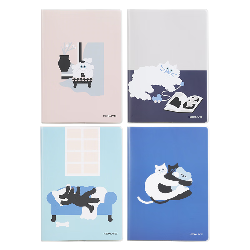 KOKUYO B5/80 Pages/8mm Ruled Illustrator Series PVC Cover Notebook Animal Friends 1 Pack (Color Random) WCN-DNB58-JC22