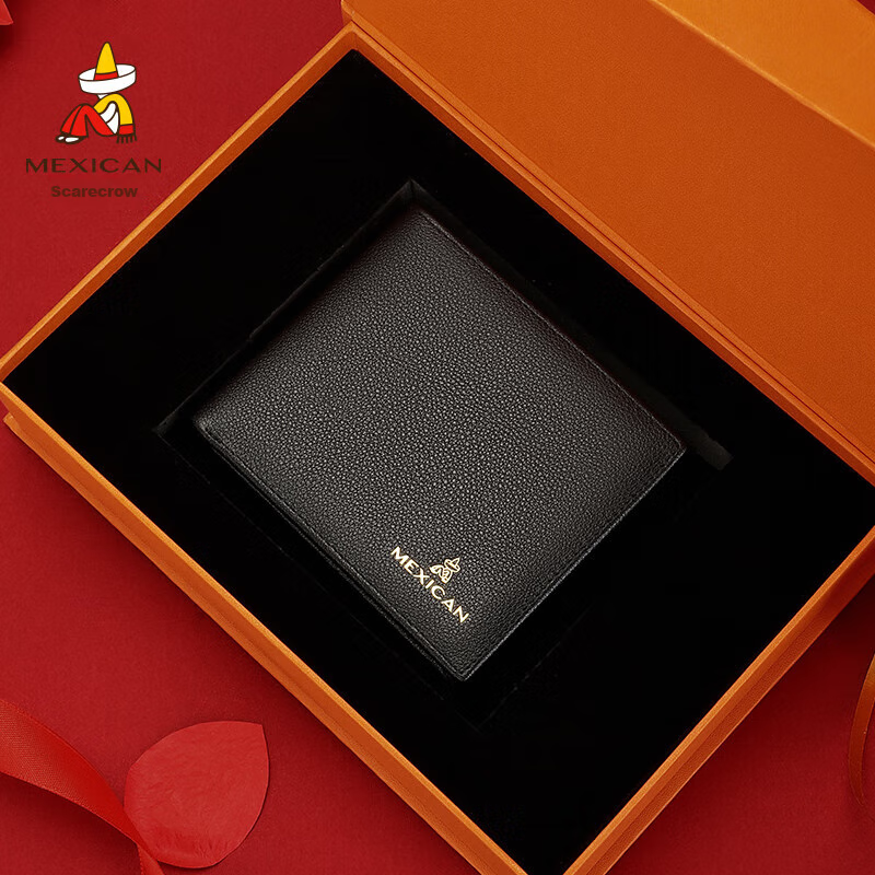 MEXICAN Men's Wallet, Genuine Top-Grain Leather Card Holder And Coin Purse, High-End Gift Box, Birthday Present for Boyfriend Or Husband