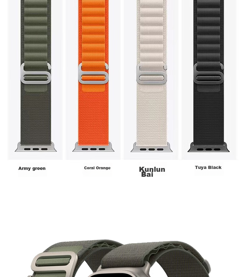 ESCASE Nylon High Mountain Loop Band for Apple Watch, Compatible with Ultra 3/SE 3/S 11/10/9/8/7, Wristband for 49/45/44/42MM, Gree 12