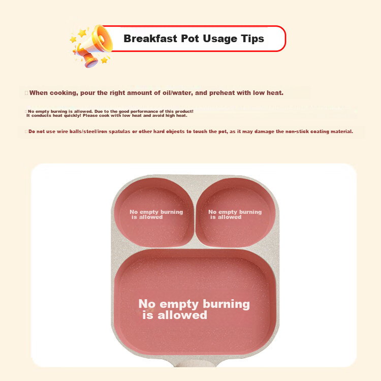 JD Original Breakfast Pan, Multifunctional Pan for Frying Eggs And Steak, Non-Stick Frying Plate, Flat Bottom Pan with Free Silicone Brush 2