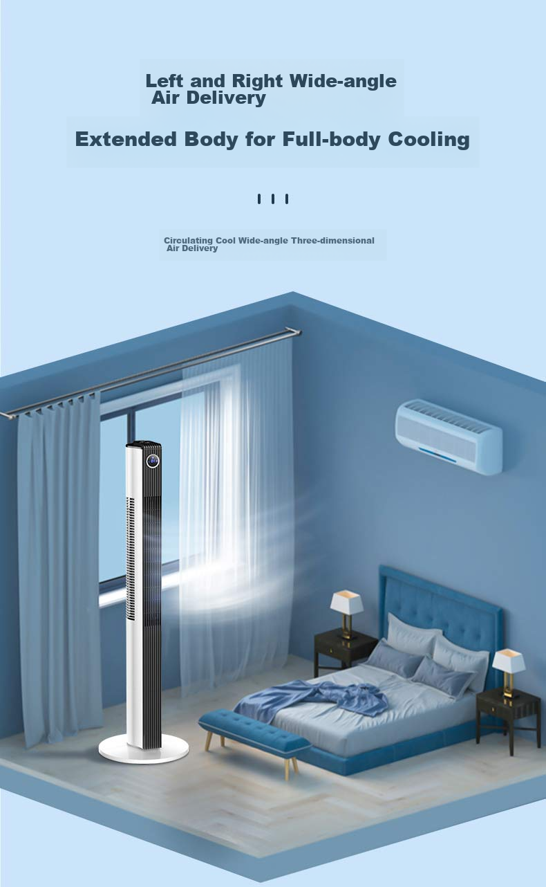 MeiLing Electric Fan / Home Bladeless Tower Fan for Living Room Bedroom Office, Quiet Low Noise Floor Standing Oscillating Energy-Saving Fan MPF-DA0025 Tall Model 9
