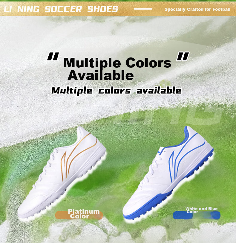 Li-Ning Soccer Shoes for Adults, Men's Cleats, Big Kids And Teenagers, Professional Competition Training Shoes, Non-Slip Breathable Cleats, White, Size 43 3