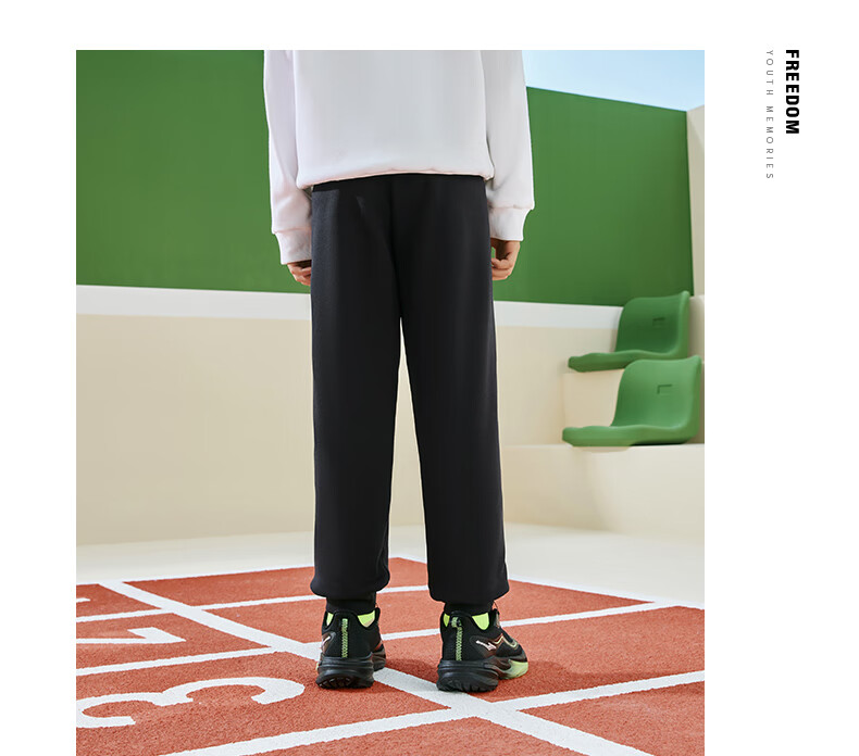 ERKE Children's Clothing, Boys And Girls Long Pants, Kids Thick Knitted Trousers, Warm, Black, Size 140 18
