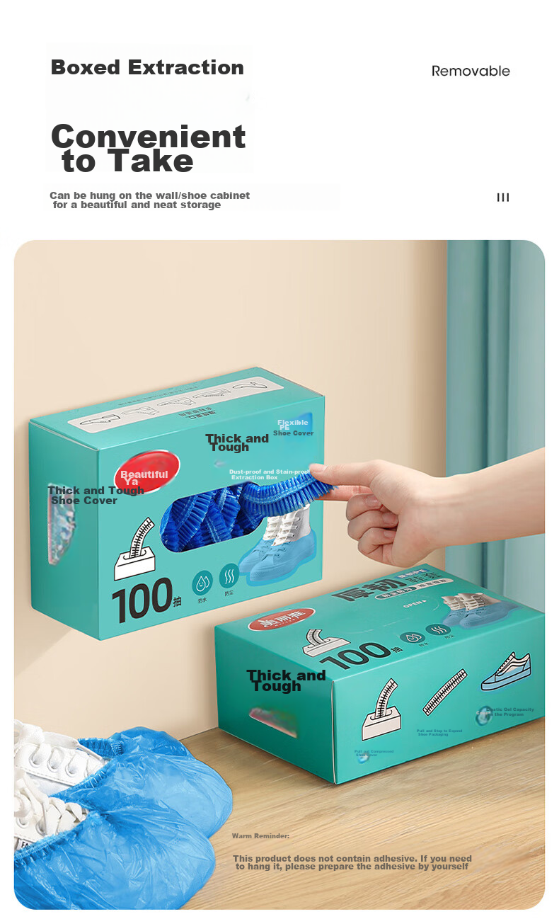 MARYYA Disposable Shoe Covers, Thickened, 100 Pieces, Large Size, Reusable, for Home And Computer Room Use, Waterproof And Dustproof Foot Covers 6