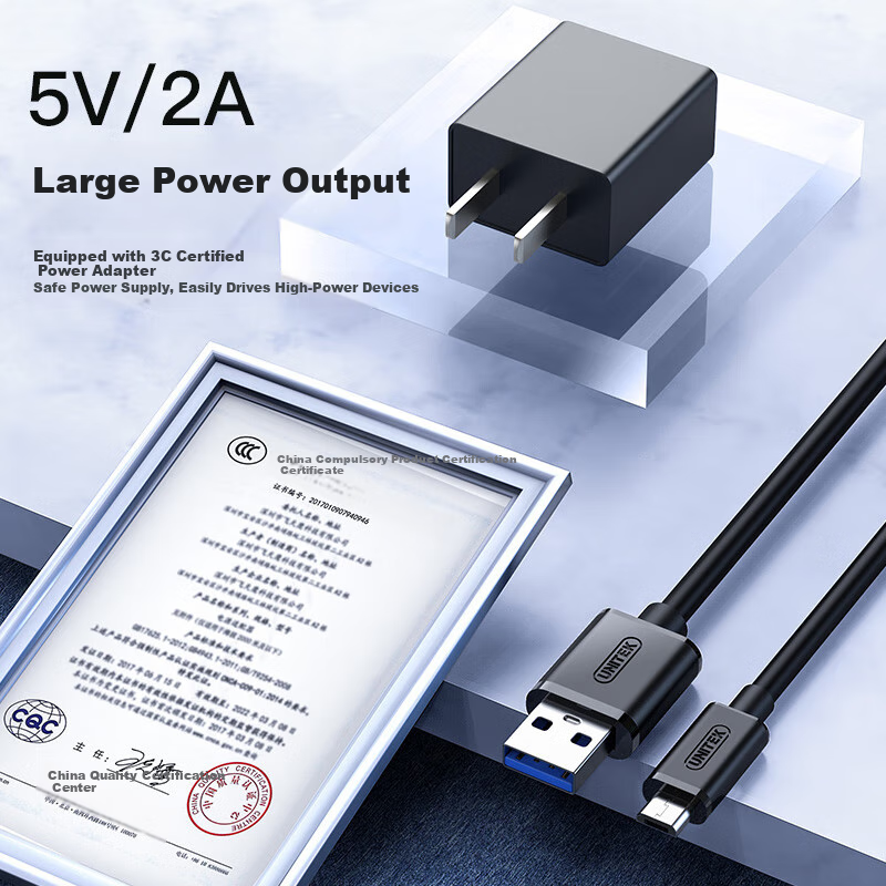 USB 3.0 концентратор UNITEK Y-3098CBK с блоком питания, 4 порта, черный, 1.2 метра