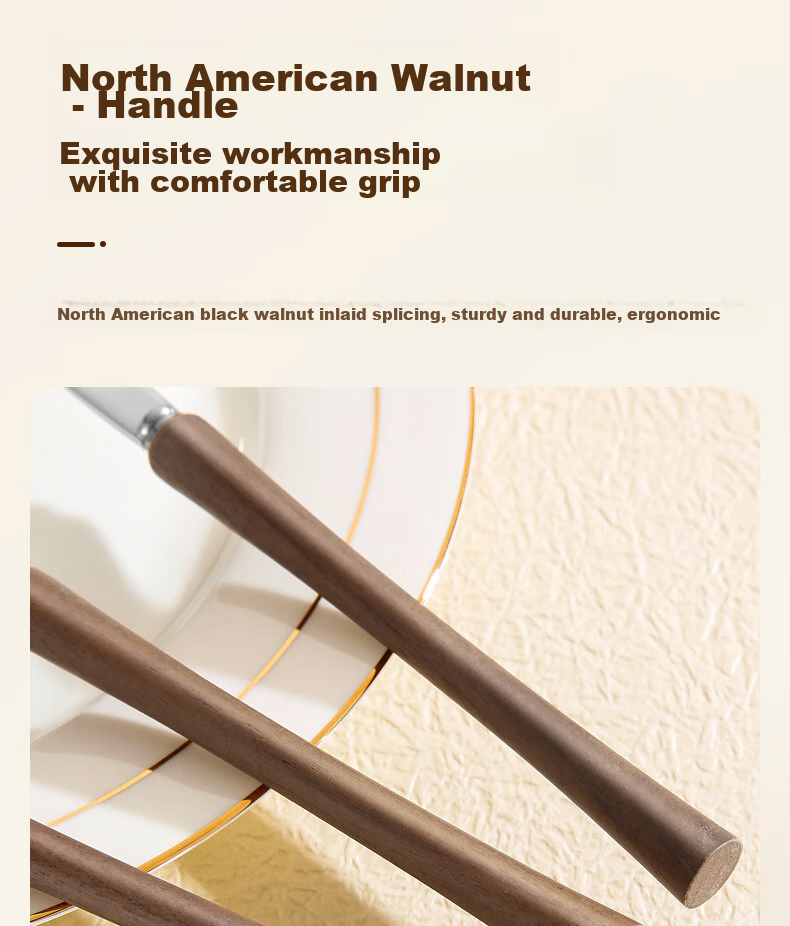 Muyidian Pin Ya Walnut Wood Dessert Fork (Gift Box Set) 5