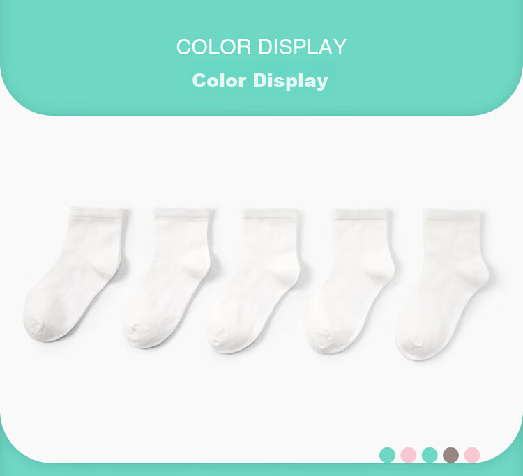 Jiusuiban Kids Socks Unisex A-Class Thin Antibacterial Versatile School Short Tube Student Sports Breathable White Cotton Socks 11