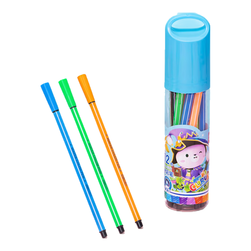 Deli (Deli) 12-Color Washable Watercolor Pens (Blue), Hexagonal Pen Barrel, Children's Drawing Colored Pencils, Art Supplies Storage Tube, 6952 Girls' Children's Gift Watercolor Pens