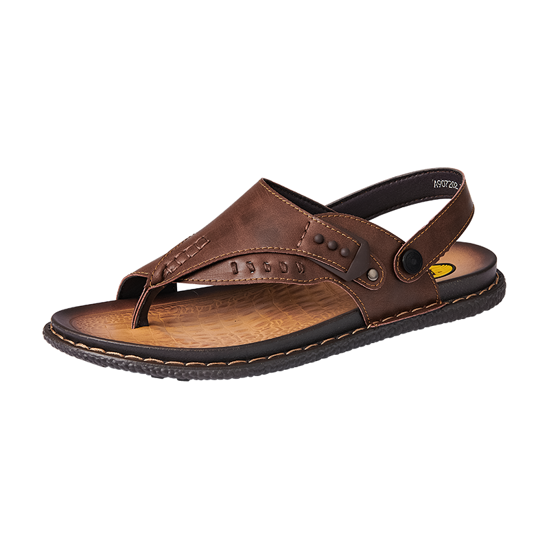 CARTELO Men's Sandals 2026 Summer Breathable Flip-Flops Dual-Use Soft Sole Beach Shoes Dark Brown Size 44