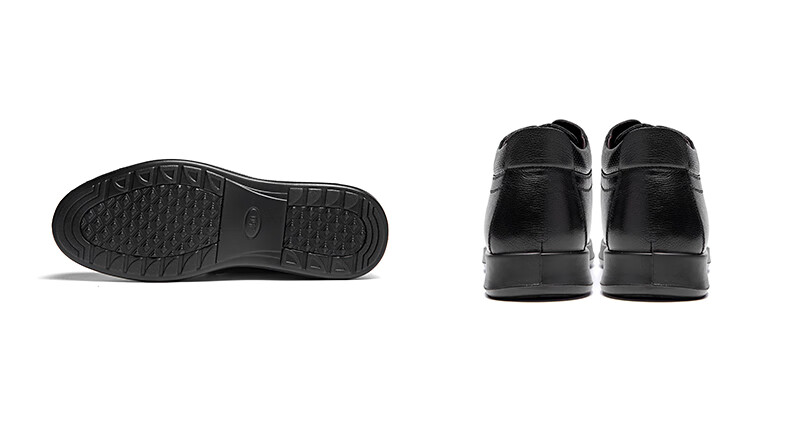 Aokang Casual Business Fleece-Lined Warm Cotton Shoes, Simple And Comfortable Cowhide Shoes for Men, Black, Size 39 15