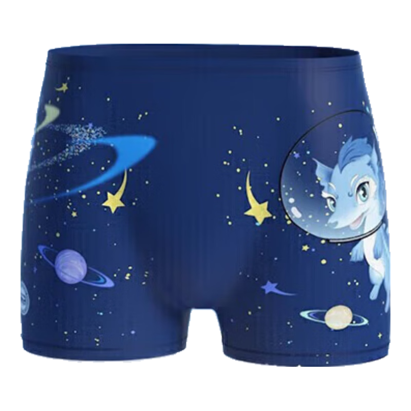 LI-NING Kids Boys Cartoon Print Square Leg Swim Trunks Fashionable Comfortable Quick-Dry Sports Swimming Shorts 759 Blue 160