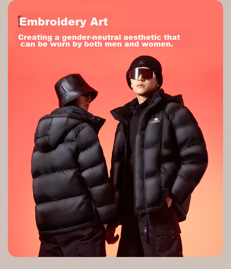 CAMEL Huoyanshan 656 down Jacket for Men, Winter Hooded Thick Warm Couple's Puffer Windproof Coat M34CA6B656 25