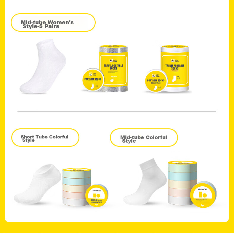 JOYTOUR Disposable Compression Socks for Men And Women, Business Travel Portable Accessories, White Mid-Calf Socks for Men, 5 Pairs Per Pack 11