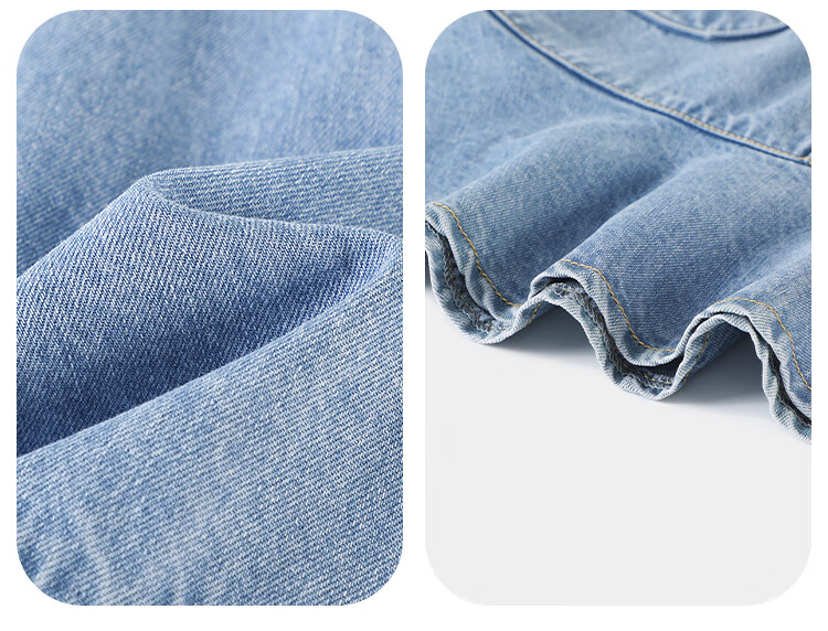 QQ DUCK Girls' Short Denim Skirt Summer Wear for Children And Teenagers, Heart Pattern Light Blue; Size 150 11