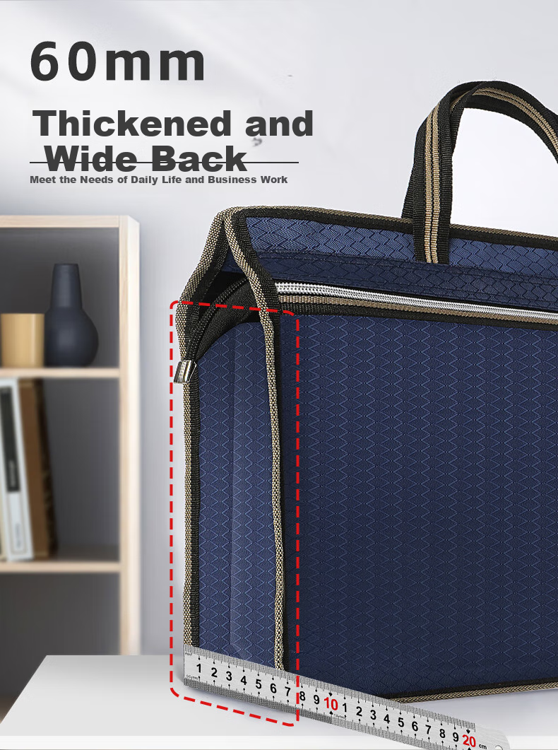 SIMAA Handheld Wide Business Briefcase Zipper Bag, Handheld Business Meeting Bag, Document Storage Bag, Office Supplies, Blue, 7155 2