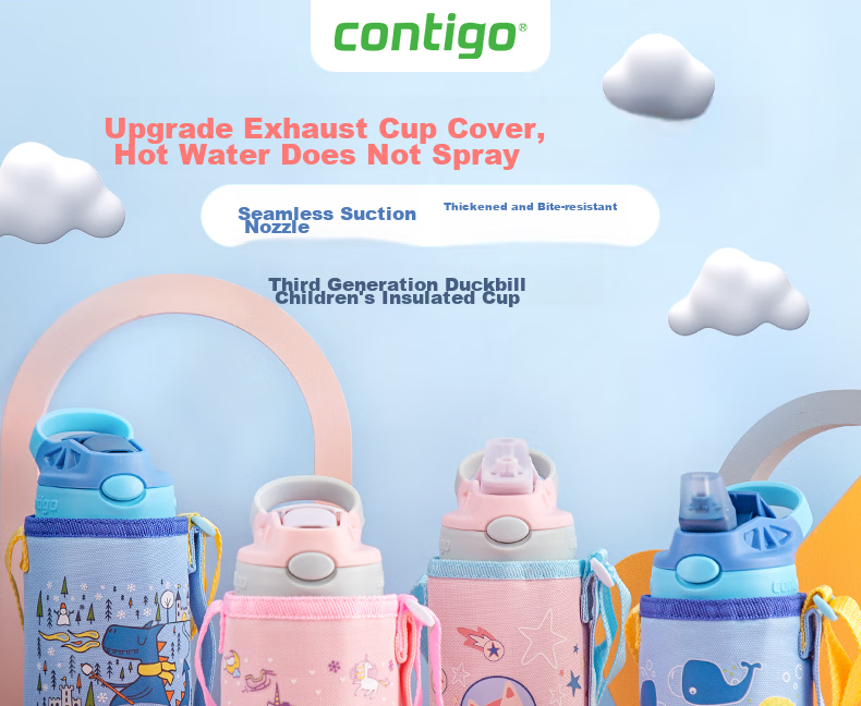 Contigo Children's Insulated Water Bottle, Stainless Steel Straw Cup, 400ml, Excavator Design, HBC-GIZ263VP+ 2