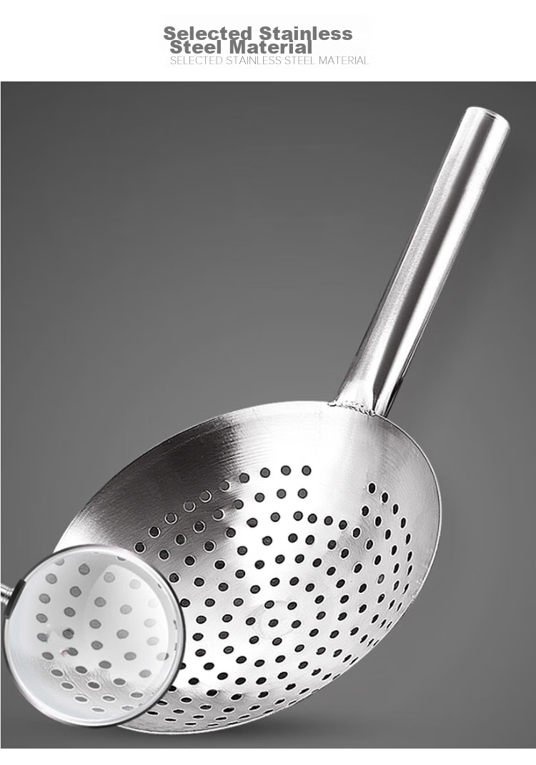 Quanshi Stainless Steel Strainer, Kitchen Oil Drum Skimmer, Ladle Scoop, Round Hole Slotted Spoon, Strainer Ladle, Blanched Water Filter, 26cm 5