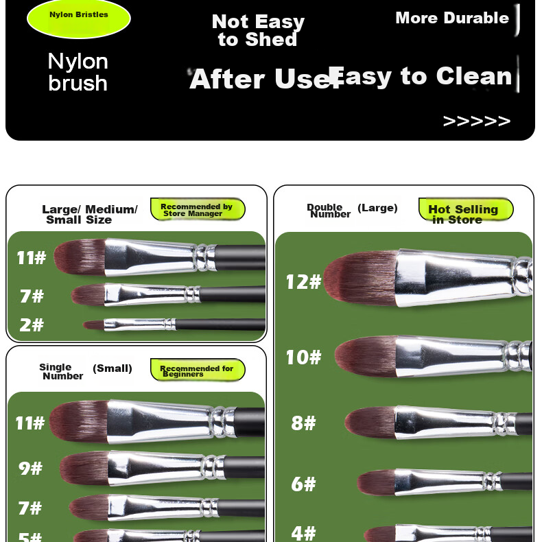 Kongse Watercolor Brush, Nylon Black No.6 Duck-Bill Shape Brush, Oil Painting Brush, Acrylic Paint Brush, Watercolor Brush Set, Art Student Special Long Handle Nylon Flat Brush, Painting Tool Brush 7