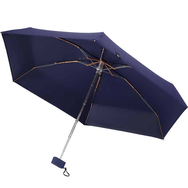 MAMORU UV Protection Sun And Rain Umbrella, Six-Fold Colored Plastic Sunscreen Umbrella, EVA Portable Handbag Version Navy Blue 14.5cm