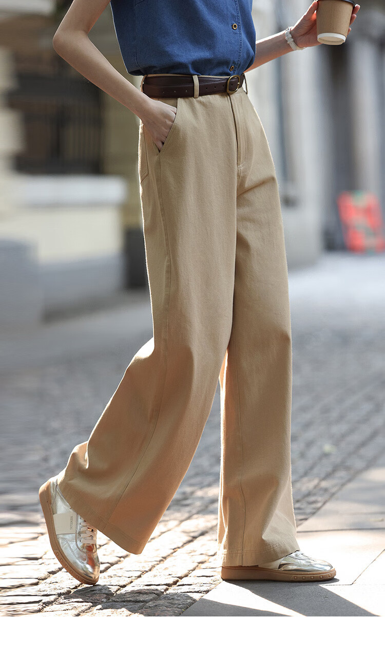 Dme [Relaxed And Stylish Wide-Leg Pants] Spring And Autumn Style, Washed Cotton-Like Fabric, Comfortable Casual Long Pants for Wome 12