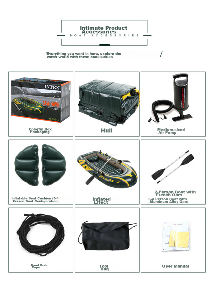 INTEX Challenger Two-Person Inflatable Boat, Thickened Rafting Kayak, Single Or Double Fishing Boat, Wear-Resistant Assault Boat 68306 1