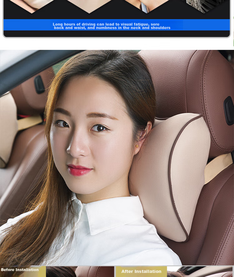Jiubai Car Headrest, Space Memory Foam Headrest, Car Cushion, Neck Support Pillow, Black 3