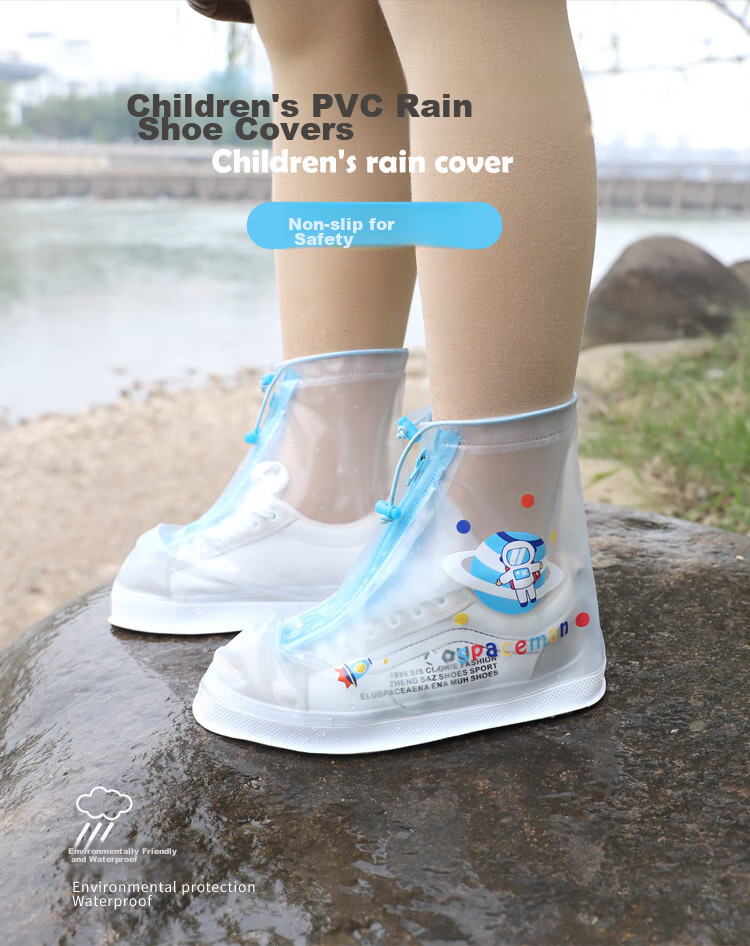 Xinqin Children's Rain Shoe Covers, Waterproof Boots for Boys And Girls, Student Rain Protection Foot Covers, Astronaut Style, XXL, Size 35-36 1
