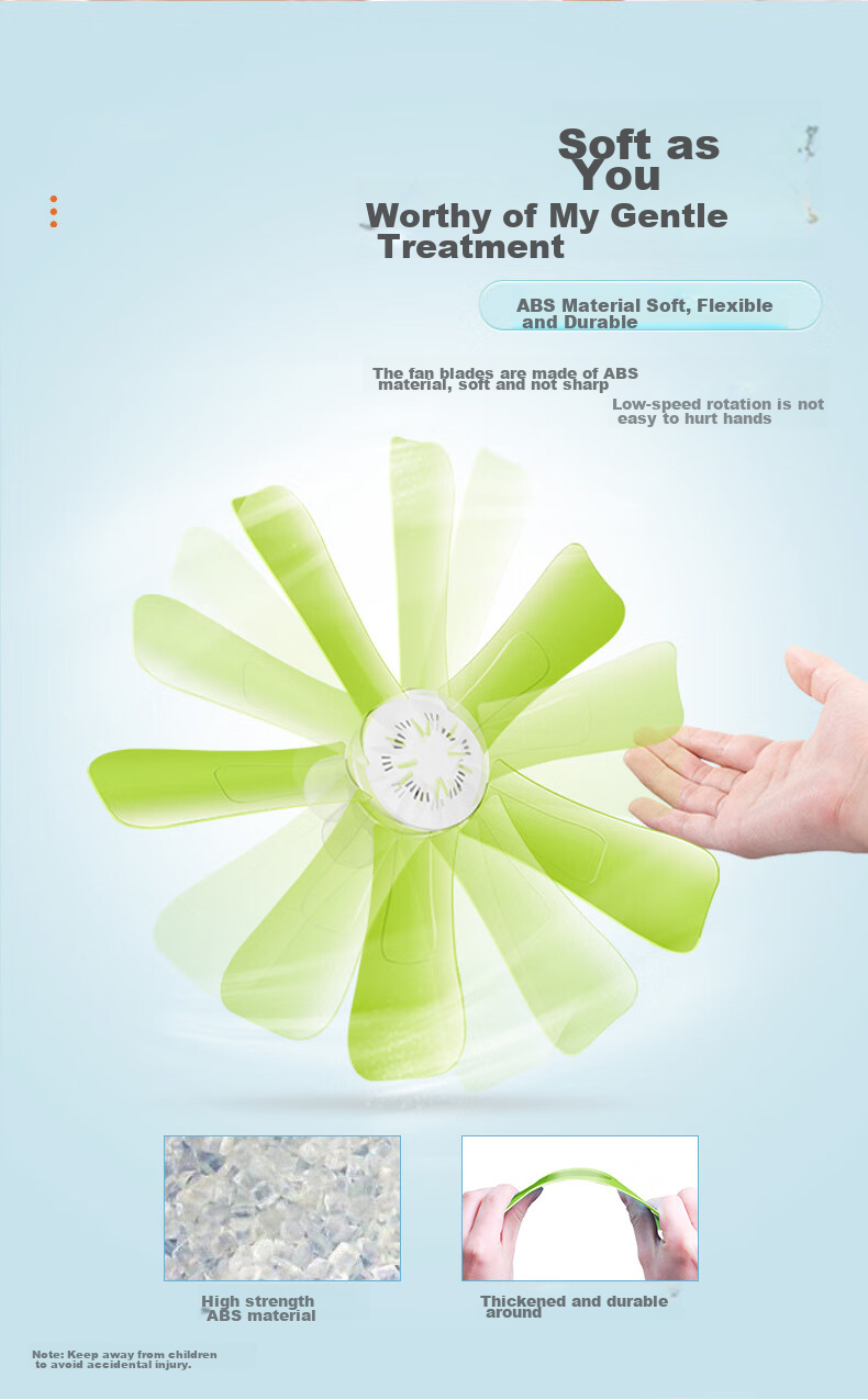 HANASS Electric Fan/Small Ceiling Fan, Quiet Office Fan, Student Companion, Dorm Bedside Mosquito Net, Bed Fan, Five-Blade Mini Fan, Back-To Gift, Housewarming Present for Men And Women Students 4