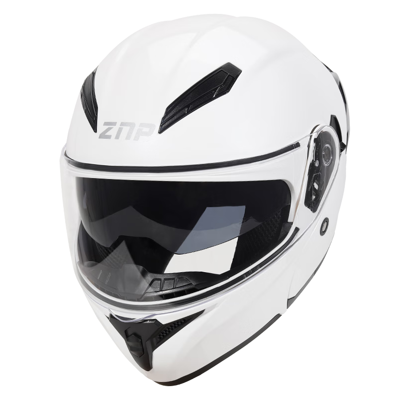ZNP808 Motorcycle Helmet Unisex Flip-up Full Face Four Seasons Electric Bike Pearl White L