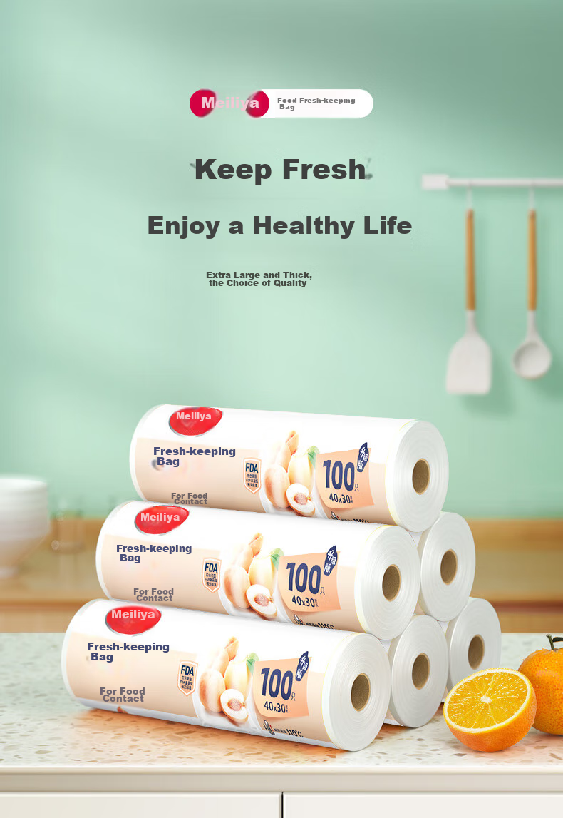 MARYYA Food Storage Bags, Food-Grade Medium Size, 250 Count, Kitchen Refrigerator Food Preservation Bags, Specially Designed for Fridge Use 1