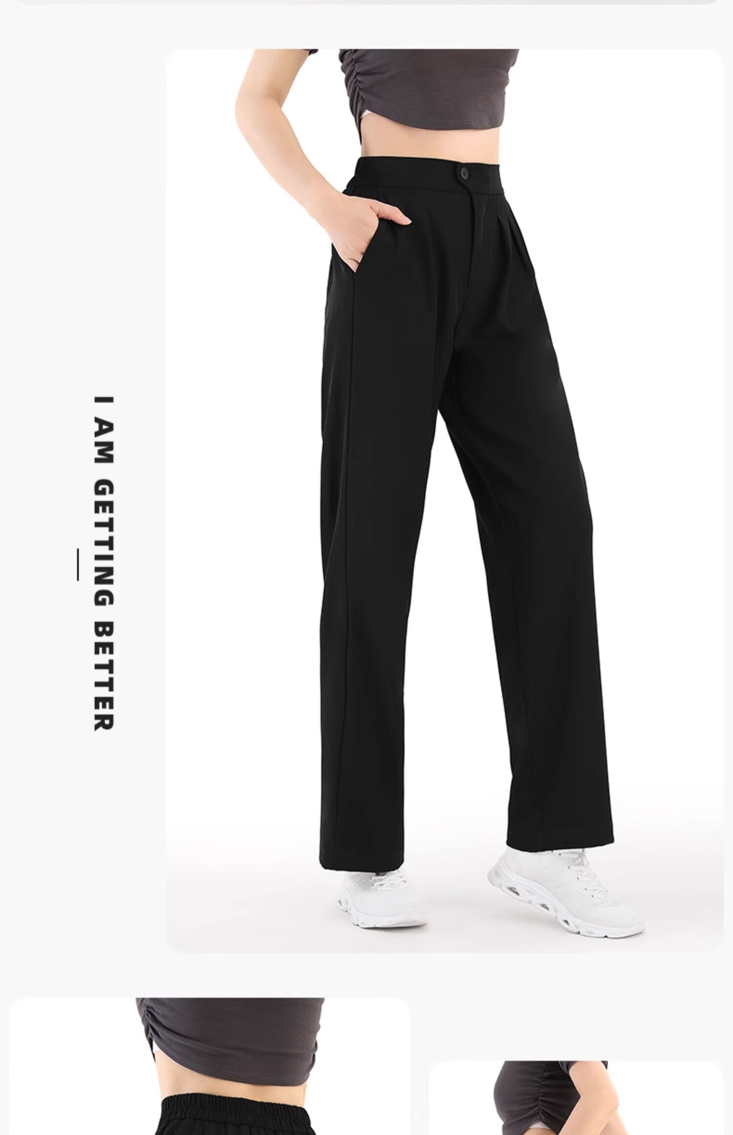 CAMEL Korean-Style Dress Pants, Black, Loose Casual Trousers, Apricot Color, High-End Drape, Straight-Leg Wide-Leg Pants Y24BY09012 19