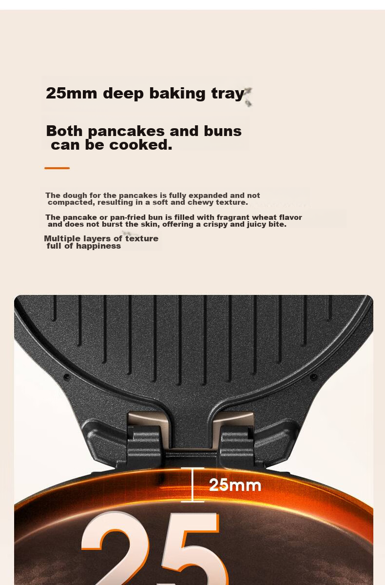 Joyoung ZMD Safe Series Electric Griddle 25mm Deep Grill 1500W High Power 30cm Large Baking Pan Double-Sided Heating Multifunctional Grill JK30-GK658 6