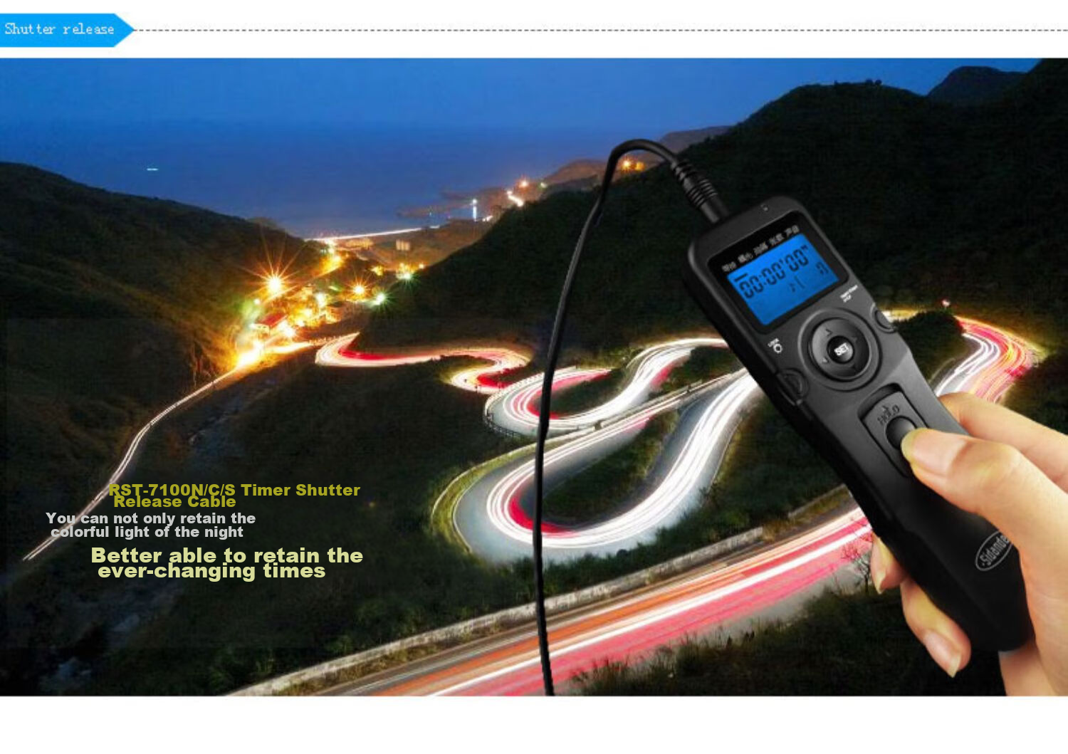 Sidande 7100N1 Timer Cable, DSLR Camera Remote Control, Delay Photography Anti-Shake, Suitable for Nikon D850, D810, D800, D700, D500, D300, D3 8