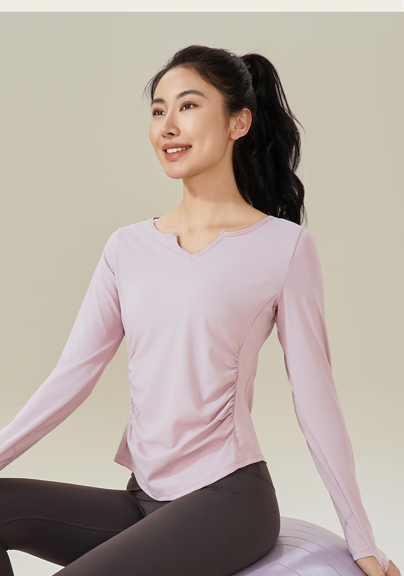 Ziyouxi Yoga Wear for Women, Spring And Autumn Quick-Dry Sports Fitness Top T-Shirt, Pilates Dance Training Long-Sleeve Cover-Up 11