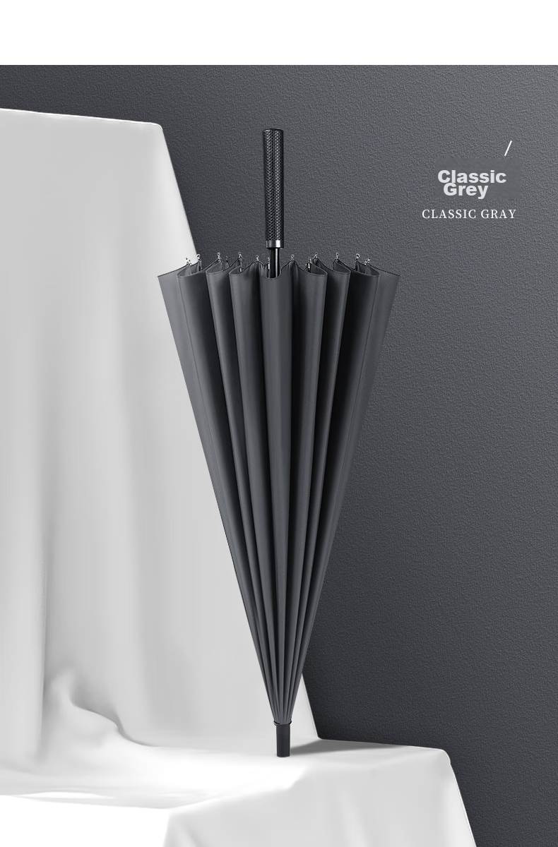 MAYDU Umbrella, Long Handle, Large Size, 24 Ribs, Reinforced And Thickened, Double-Person Umbrella, M5003, Smog Blue 13