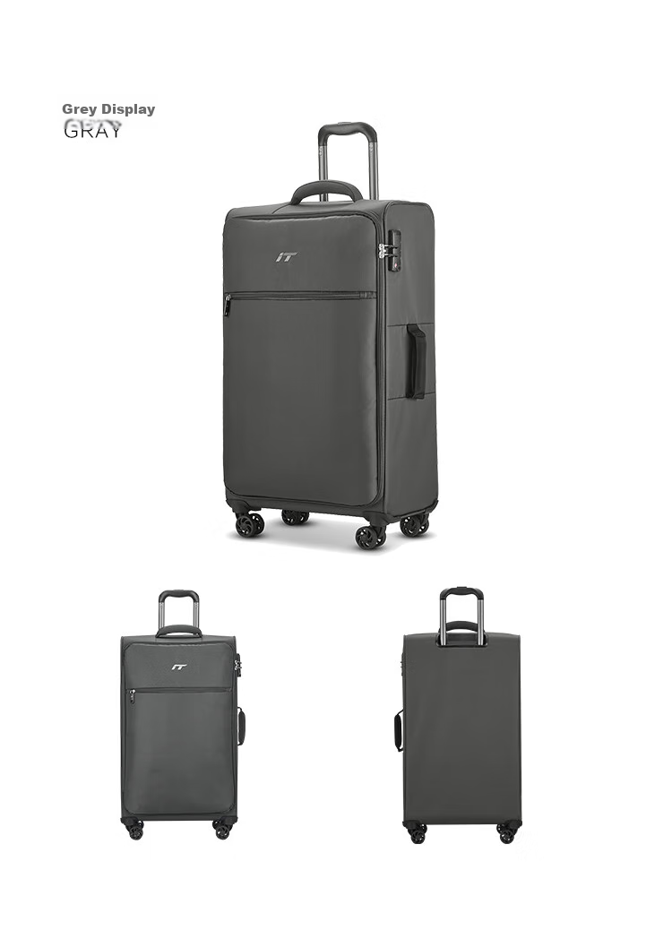 INTERNATIONAL TRAVELLER British IT Suitcase Check-In Luggage, Spinner Wheels, Ultra-Light Suitcase, 24-Inch Soft Fabric Case, 1191 Blue 16