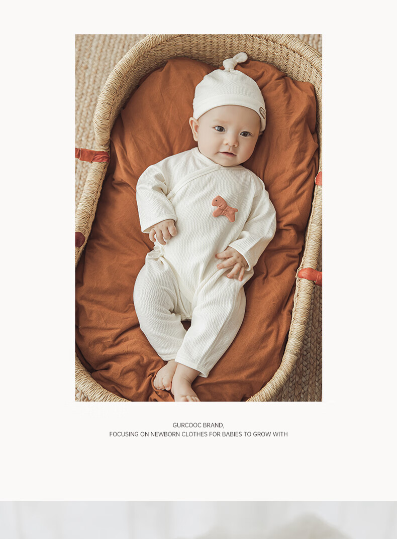 Guaiqixiong Newborn 0-3 Months Clothes, Spring And Autumn Baby Outfit, Long Sleeve Tie-Up Bodysuit, Full Moon And Hundred Days Celebration Baby Clothes 3