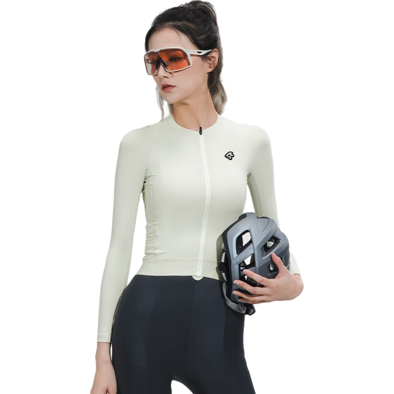 Lameda Women's Long-Sleeve Cycling Jersey, Sun Protection, Slimming, Summer Road Mountain Bike Fashionable Lightweight Top, Flowing Cloud White, Size S